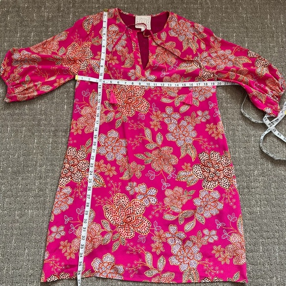 Johnny Was Vesna Pink Floral Print Short Sleeve Silk Mini Dress Size Small - Picture 6 of 9